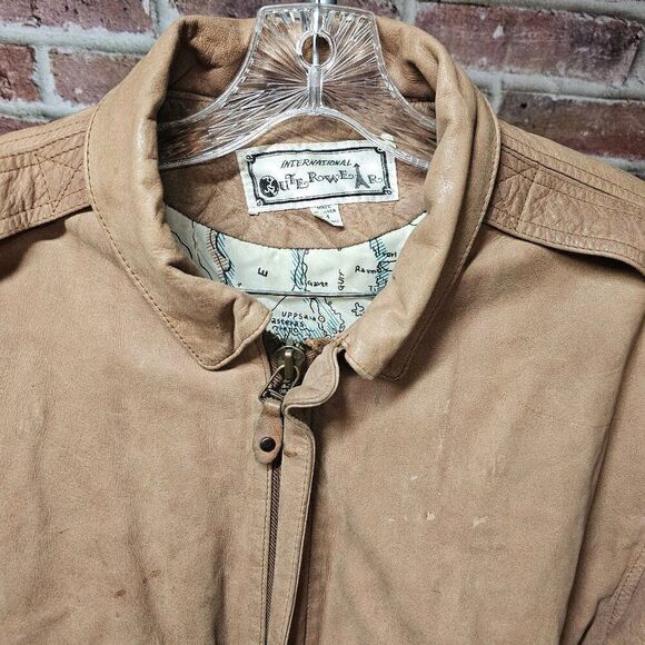 Men's INTERNATIONAL OUTERWEAR Genuine Leather Jacket Medium VINTAGE - Picture 2 of 6